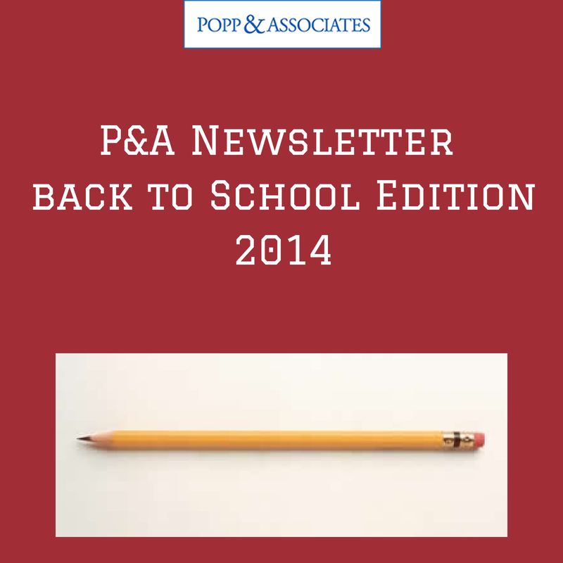 P&A Newsletter Back to School 2014